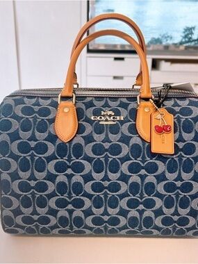 Coach Monogram Large Rowan Denim Bag NWT🎽👌